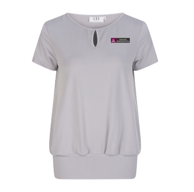 Ladies Keyhole Neck Banded Top Grey