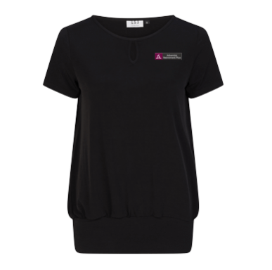 Ladies Keyhole Neck Banded Top Black