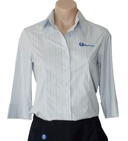 Blue Stripe 3/4 Sleeve Blouse NO POCKETS