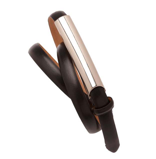 Ladies Slimline Black/Silver Belt