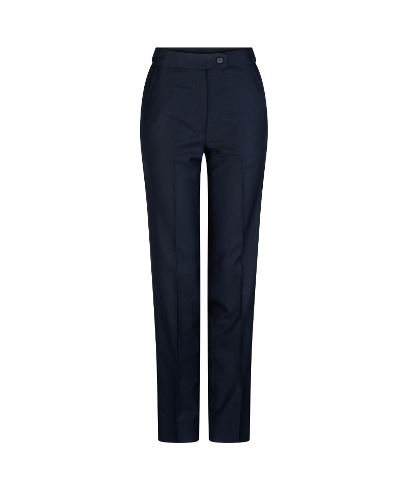 Ladies Flexi Waist Flat Front Pant with Key Loop - Navy