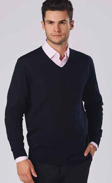 Men's V-Neck Long Sleeve Jumper - Charcoal