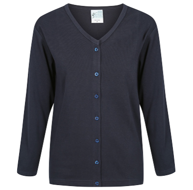 Navy Cotton-blend Long Sleeve Cardigan