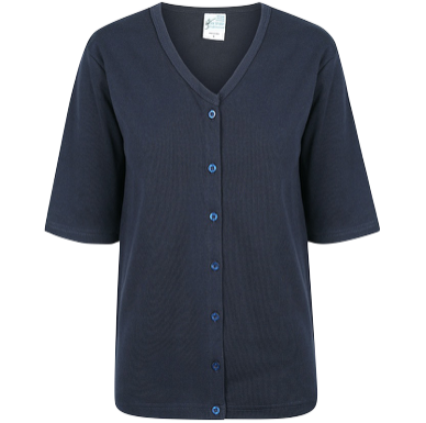 Navy Cotton-blend 3/4 Sleeve Cardigan
