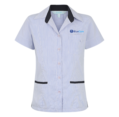 Navy Stripe Short Sleeve 3 Pocket Blouse