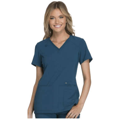 V-Neck Knit Scrub Panel Top
