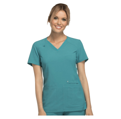 V-Neck Knit Scrub Panel Top