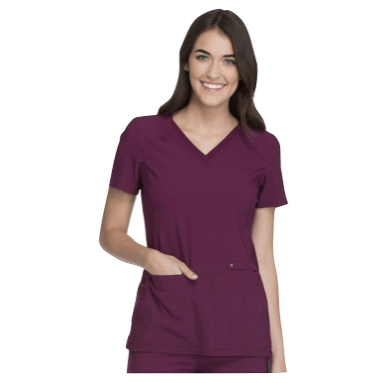 V-Neck Knit Scrub Panel Top