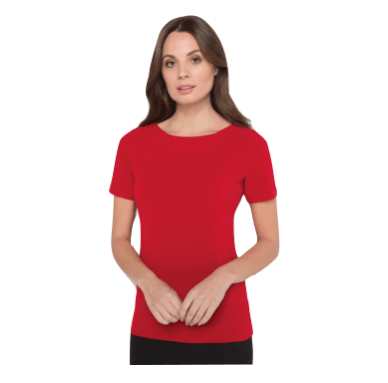 Short sleeve boat neck top