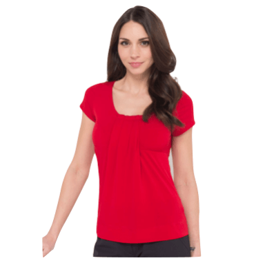 Round neck pleat front top