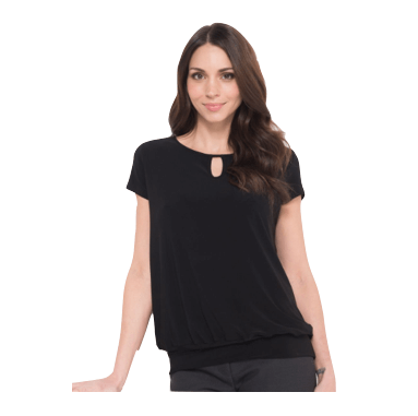 Keyhole neck banded top