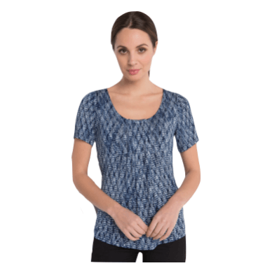 Round neck pleat front top