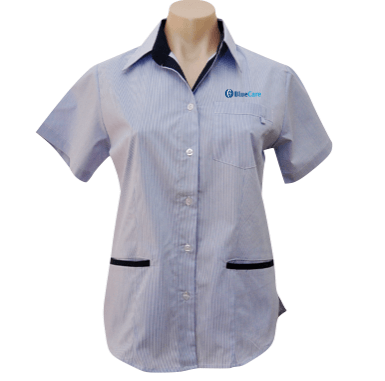 Blue Stripe 3 Pocket Short Sleeve Blouse