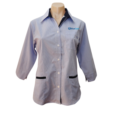 Blue Stripe 3 Pocket 3/4 Sleeve Blouse